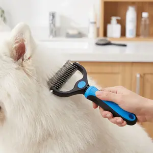 Pet Dematting Comb & Undercoat Rake - Double-Sided Deshedding Brush for Dogs & Cats, Pain-Free Grooming Tool for Matted Hair & Tangles