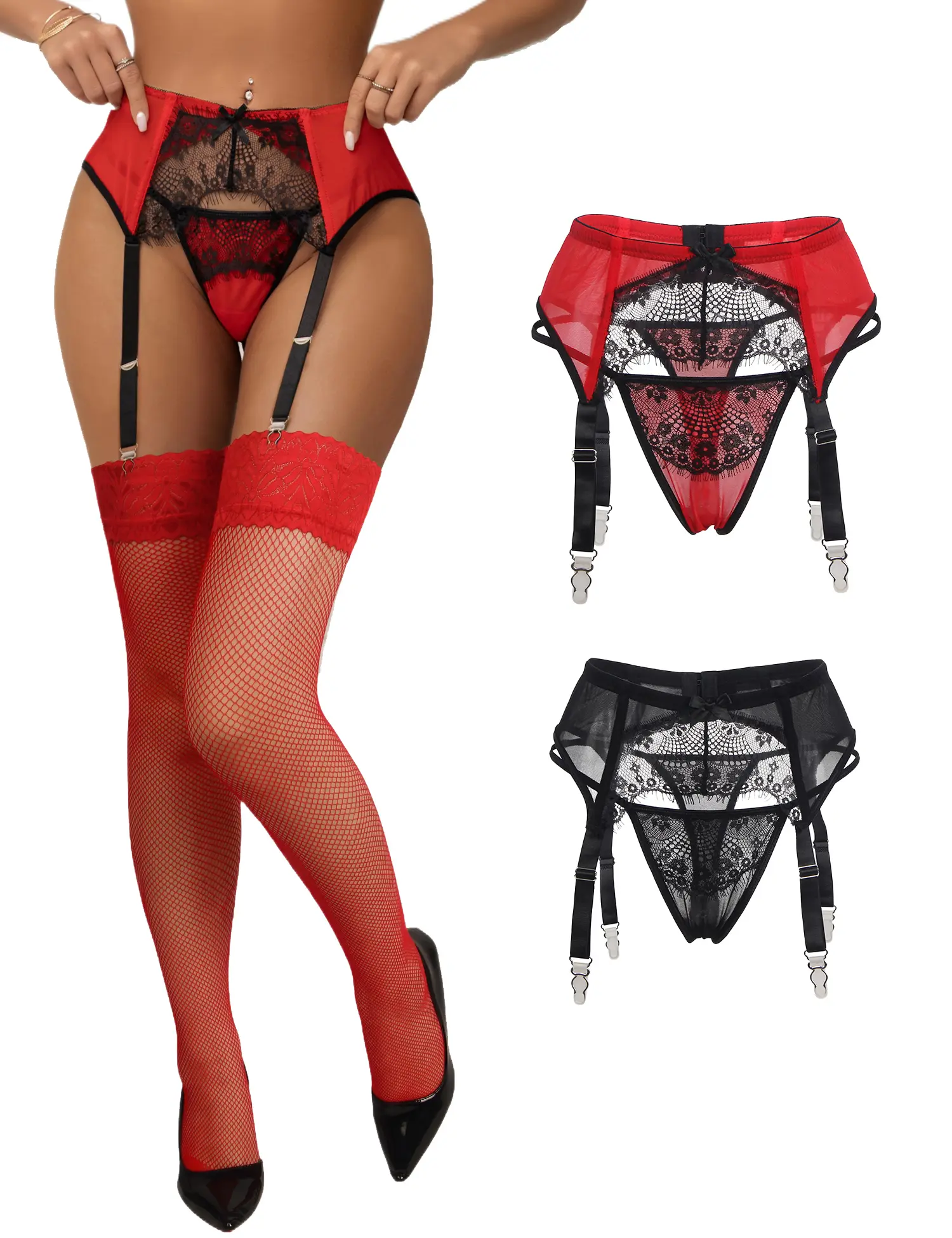OHYEAH Women's Plus Size Lace Garter Belt Lingerie Set - 4 Vintage Straps with Clips, Sheer Lace Halter Panty, Hook-and-Bar Closure, Suspender Belt for Thigh Highs, S-XXL (Plus Size Lingerie) - TikTok OHYEAH Women's Plus Size Lace Garter Belt Lingerie Set - 4 Vintage Straps with Clips, Sheer Lace Halter Panty, Hook-and-Bar Closure, Suspender Belt for Thigh Highs, S-XXL (Plus Size Lingerie) - TikTok