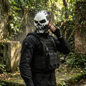 Tactical Full Face Skull Mask, Camouflage CS Combat Riding Gear, Army Outdoor Protective Mask, Men’s Skull Warrior Costume Cosplay Accessory, Unique Gift for Boyfriend, Halloween Christmas Party Horror Game Decoration Handmade