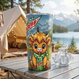 20oz Wave Highland Cow Travel Mug, Leakproof Shatterproof Insulated Cup, Perfect for Car Outdoor School