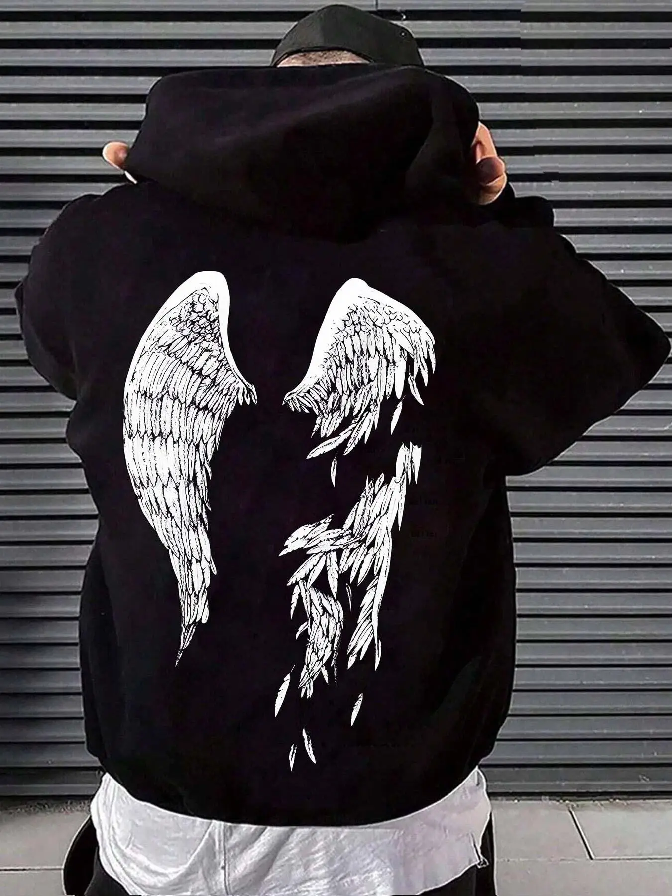 Unisex Men's Graphic Print Drop Shoulder Essentials Hoodie, Drawstring Pocket Hooded Sweatshirt, Casual Pullover Tops Clothes