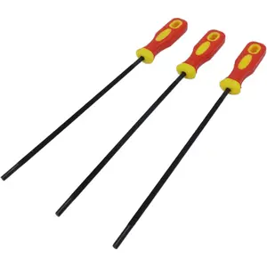3 Pack 3/16 Inch (4.8mm) Chainsaw Chain Sharpening Files, Round Chainsaw Sharpener File Set with Plastic Handles, Carbon Steel for Sharpening Chainsaws