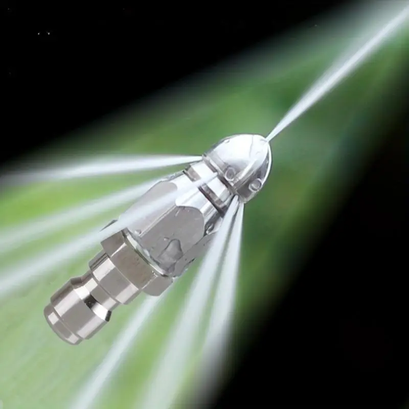 Sewer Pipe Unblocking High-pressure Nozzle, Stainless Steel Quick-connect Pipe Cleaning Rotating Nozzle, Unblocking Nozzle for Home Kitchen Bathroom