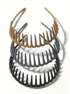 3pcs Wide Band Hair Bands with Teeth, Pure Color Elegant Durable Headbands for Face Washing Skincare, Unisex Fashion Accessories, Workout Headband