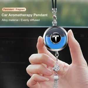 1Pcs Car Interior Perfume Badge Pendant Air Freshener Hanging Diffuser Auto Decoration Accessories For Tesla Model 3 Model S Model X Model Y Cybertruck Roadster SpaceX