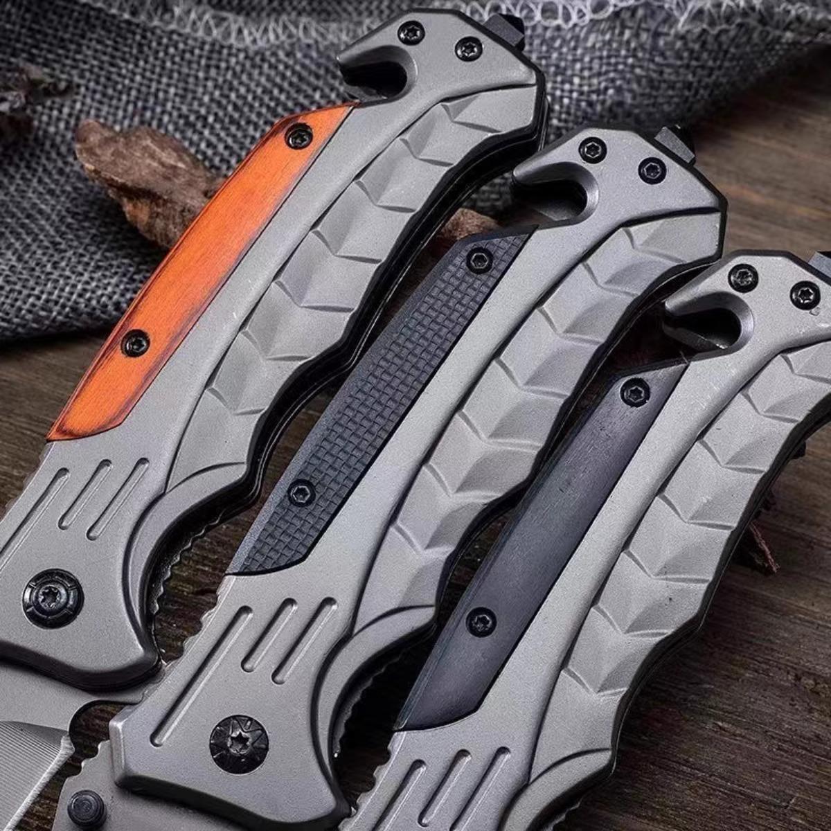 A variety of wooden handle stainless steel fruit knives, high hardness and sharp folding knives, outdoor multi-functional self-defense Christmas gifts