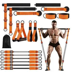 Pilates Bar Kit with Resistance Bands, Pilates Equipment, Multifunctional Pilates Bar for Women & Men, Pilates kit for Hip, Back, Arm, Full-Body Workouts, Home Gym Strength Training Equipment