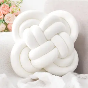 Knot Pillow, Decorative Throw Pillows with Soft Plush for Couch, 12" Knotted Pillows White Dorm Room Decor Ball Pillow Cushion for Bed Living Room