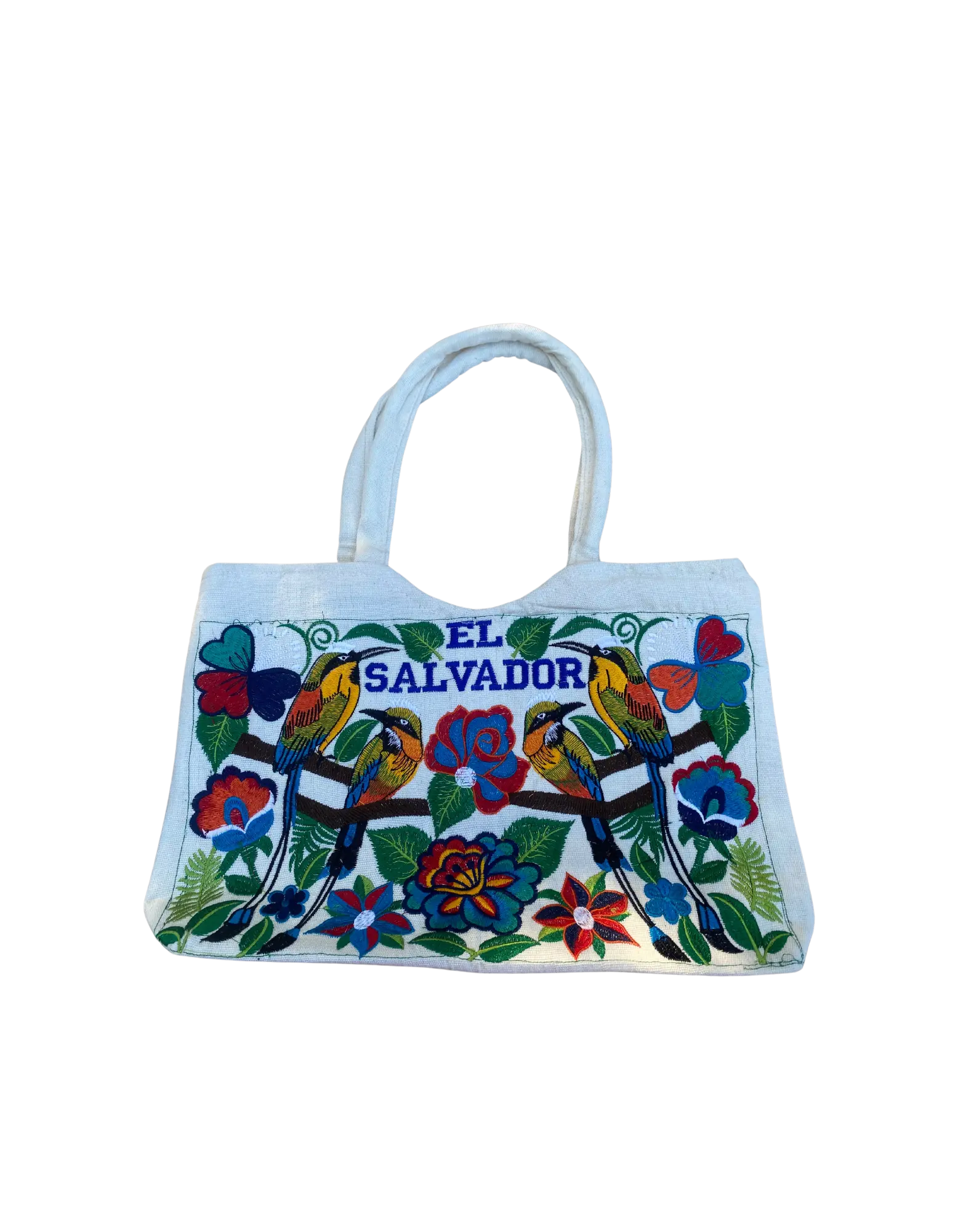 Ivory Embroidered Cotton Tote Bag - 10 x 16 Inch big  bag