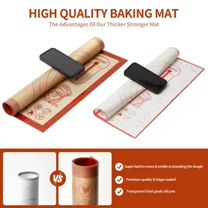 Silicone Baking Pastry Dough Mat - 28x20Inch Extra Large Cookie Bread Rolling Mats Sheet, Nonstick Kitchen Counter Kneading Board, Thick Reusable Pie Cookies Pizza Fondant Making Matt with Measurement