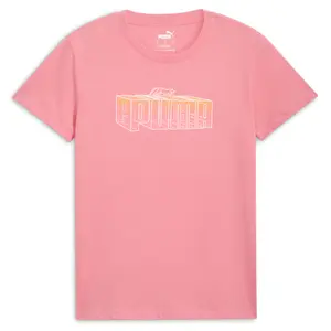 PUMA Womens Novelty Fade Out Graphic Crew Neck Short Sleeve Casual Tops Casual - Pink