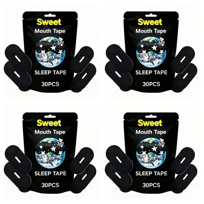 Black Medical Grade Silk/Satin Mouth Tape (30 Strips, 1 Bag) - Sensitive, Latex-Free Sleep Aid with Gentle Adhesion, Hypoallergenic, Breathable Snoring Prevention, Nasal Relief, Improved Nasal Oxygen Intake, Rest & Recover Aid, Sweet Sleep Support