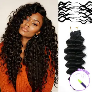 OQ HAIR Loose Deep Pre-Separated Feather Crochet 100% Human Hair Extensions for Miracle Knots Boho Braids 4 to 5 Bundles Recommended