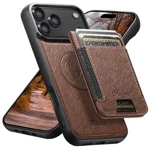 SUTENI Wireless Charging Magnet Phone Case Card Holder Stand Faux Leather For iPhone 17 Pro Max 16 Plus 15 14 13 12  For Unisex Relatives Friends And Elders Holiday Gift