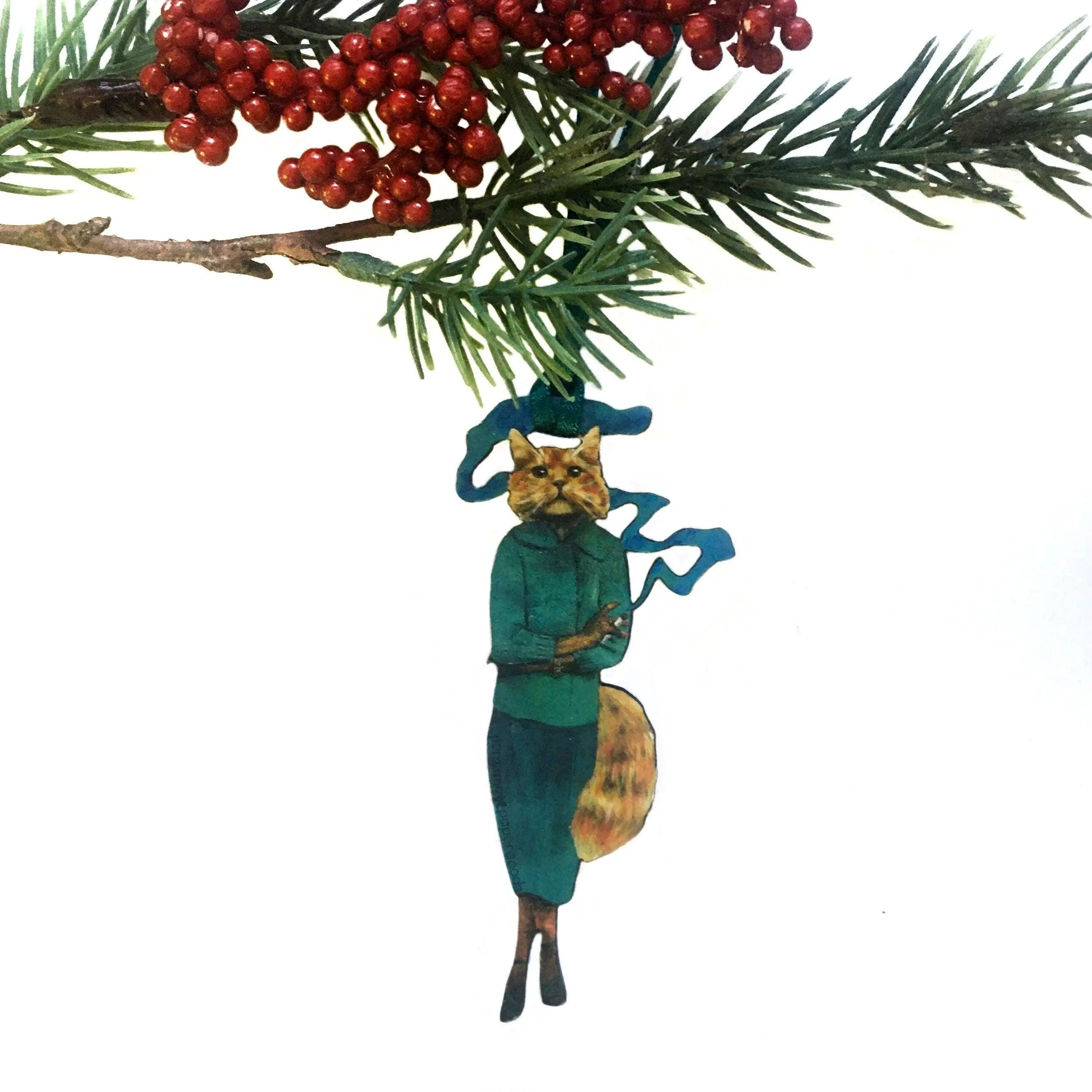 Cannabis Cat Christmas Ornament