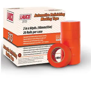 Lauco Crepe Paper Orange Masking Tape, 2" x 60yd, 20-Roll Pack, UV-Heat Resistant for Auto Painting Applications [19542], Uv Heat Resist