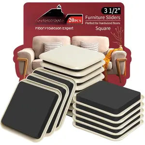 Furniture Sliders, 20 count-3 1/2" Square Beige Furniture Sliders for Carpet, Furniture Pads for Hardwoods Floors,Furniture Movers Sliders,  Moving Pads, Floor Protectors for Carpet