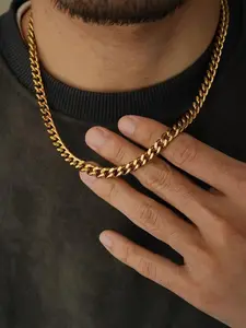 1PC European HipHot 304L Stainless Steel Curb Cuban Chain Necklace Men Women Basic Cuban Link Design Golden Link Chain Necklace For Men Jewelry Cuban Necklaces