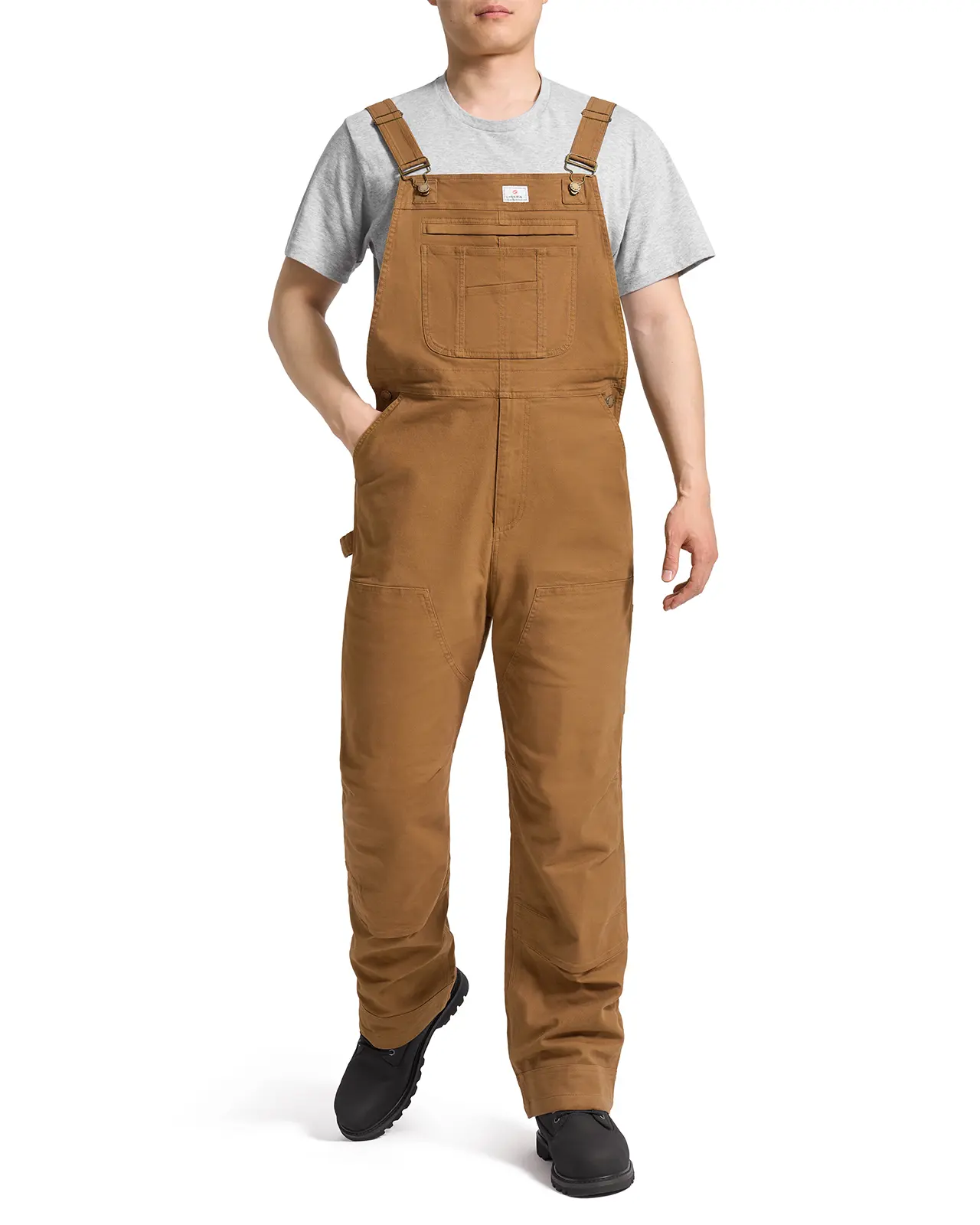 HISEA Men's Flex Canvas Bib Overalls - Relaxed Fit Lightweight Work Overalls with Adjustable Straps & Multiple Pockets, Stretch Comfort for Workwear