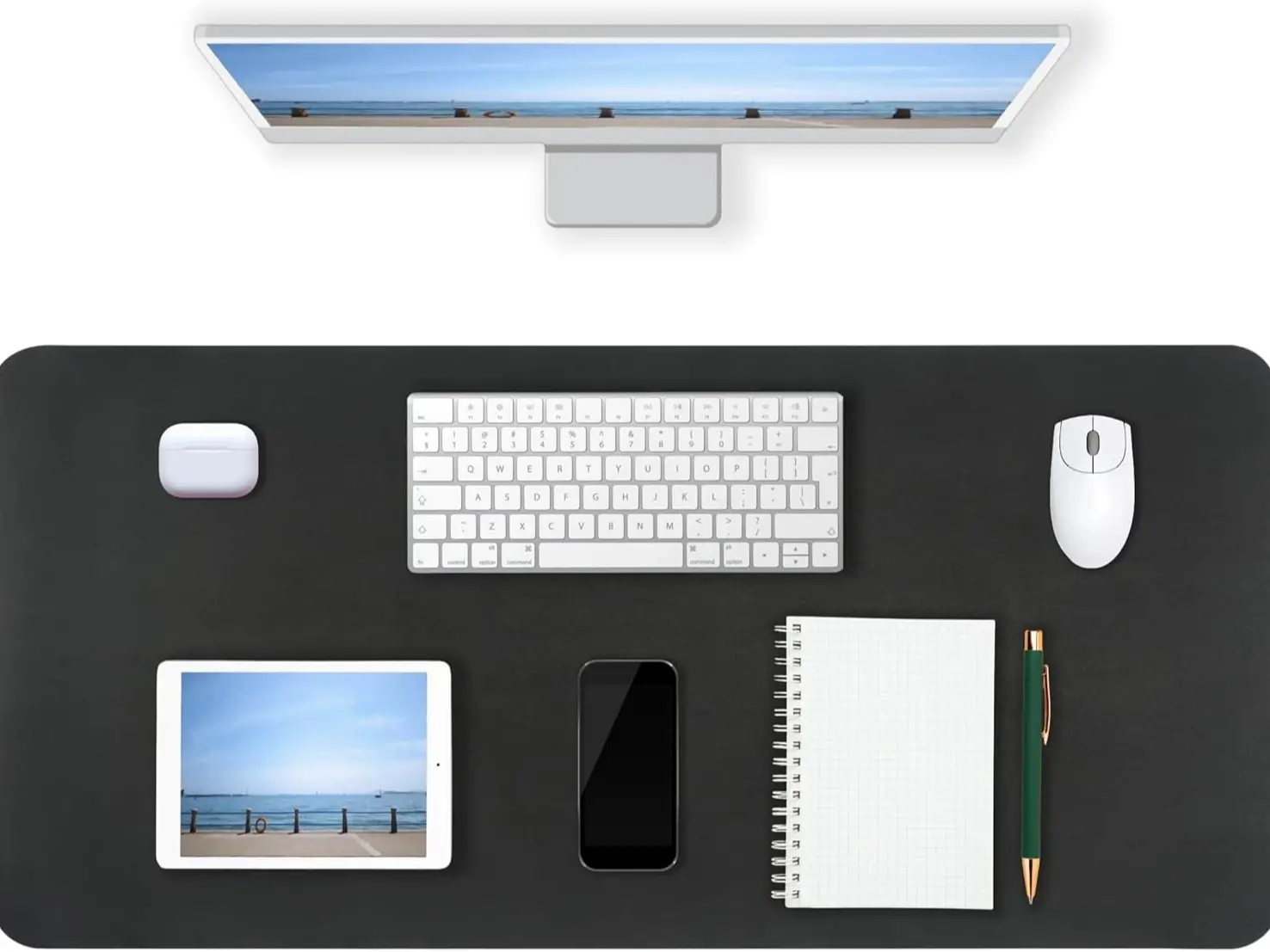 Desk Pad Mat PU Leather Non-Slip Water-Resistant Desk Matt for Desktop Large Mouse Pad for Office and Home Black 23.6" x 13.8"