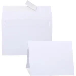 Blank White Note Cards and Envelopes, 100 4x6 Inch Heavyweight Folded Cardstock and A6 Envelopes Self Seal for Greeting Cards, Invitations, Wedding, Baby Shower, Birthday, Thank You Cards