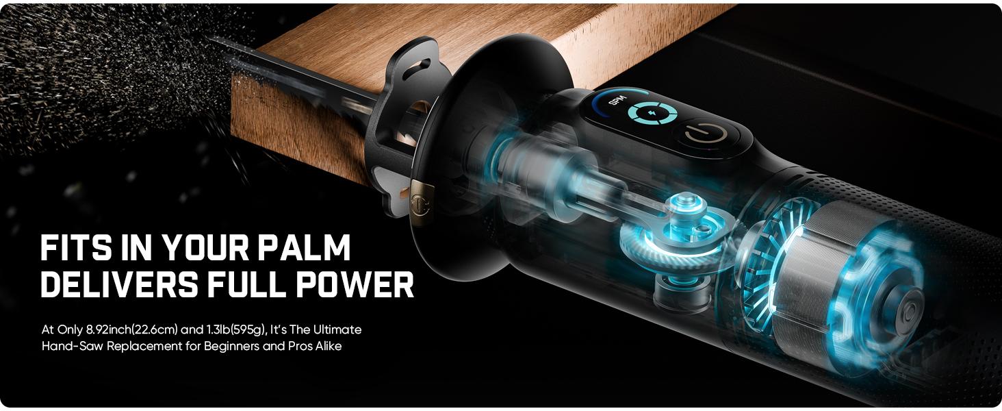 Fanttik R11 Pro Brushless Cordless Mini Reciprocating Saw, 0–2200 SPM Variable Speed, Type-C Fast Charging, Tool-Free Blade Change, 5-Blade Kit for Wood, Metal & PVC