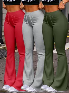 Women's Wide Leg Pants Set, Casual Fashion Yoga Sport Milk Silk Fabric, All Season Long Regular Fit Drawstring Waist, Fitness Clothes, Athletic Tracksuit Set