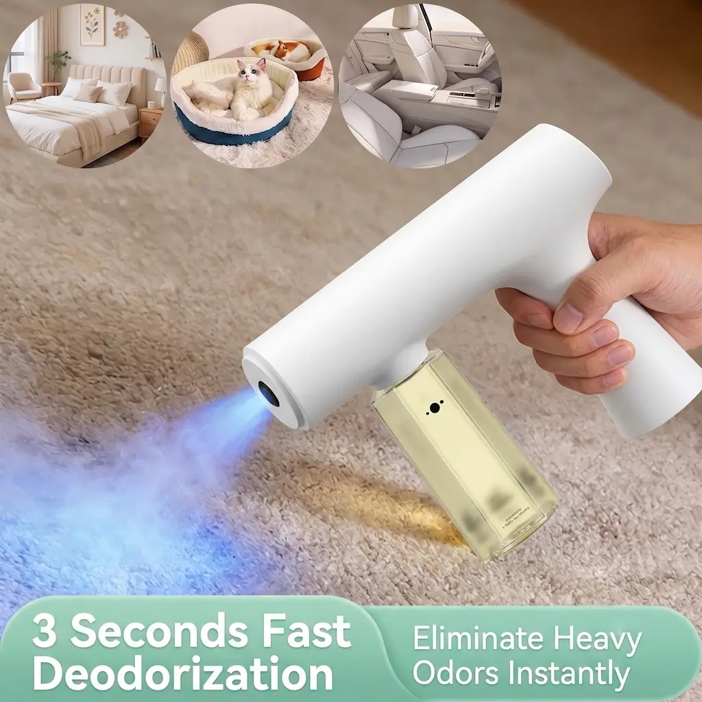 Cordless Nano Blue Light Probiotic Deodorizer Spray - 5.07 fl oz each, Antibacterial Plant-Based Air Freshener, Indoor & Pet Odor Removal, Bio-Enzymes Break Down Urine, Auto Odor Control, Floral Scent, Safe Non-Toxic