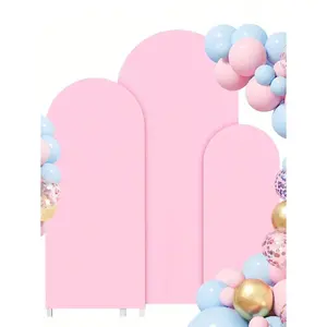 1Pc Multi-Size Double-Sided Lycra Stretch Fabric Pink Arch Backdrop Cover & Banner (65×150cm/80×180cm/100×200cm/120×220cm) for Wedding, Birthday Party Decor (Arches Not Included)