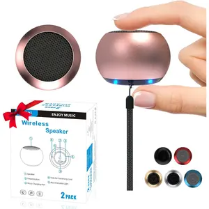 2Pack Portable Mini Speaker, Bluetooth Tiny Speaker,Wireless Micro Speaker for Phone/PC/Tablet, Rechargeable Battery, Built-in Microphone, Pink