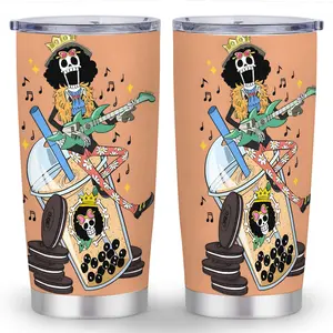 20oz ONE PIECE Portgas D Ace Cup - One Piece Pirate Design with Lid & Straw, 304 Stainless Steel Water Bottle for Gym, Travel, Office - Spill-Proof Lid, Compatible with One Piece Fans - Perfect Gift for Anime Lovers