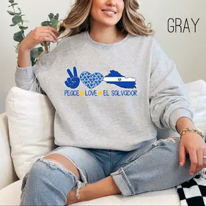 Peace-Love-El Salvador Crew Neck Sweater, Salvadoran Design, Super Soft Sweatshirt. Comfort Womenswear