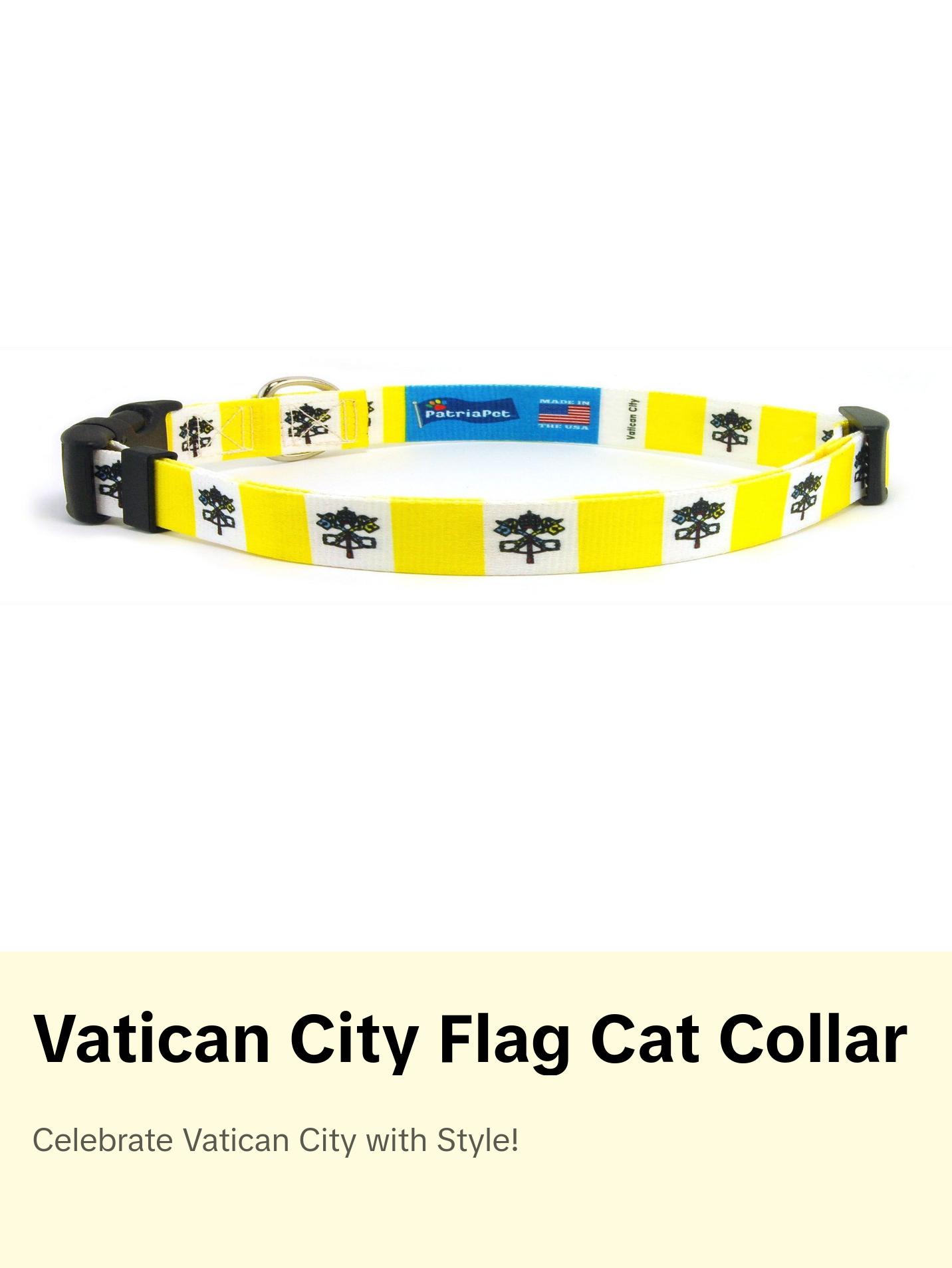 Cat Collar with Vatican City Flag | Great For National Holidays, Festivals, Parades, Sporting Events, Pride Events
