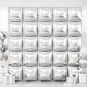 25 pcs 18 inch black and gold double-sided/silver square foil balloons, suitable for party background decoration, wedding, birthday party, bachelor party, anniversary, New Year, graduation ceremony, festival celebration and other occasions.