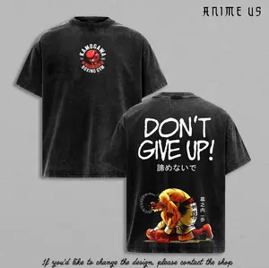 Kamogawa Boxing Gym Boxing Anime T-Shirt – Vintage Washed Ippo Inspired Tee, Don’t Give Up Fighter Graphic Shirt, Oversized Soft Cotton Streetwear, Unisex Casual Apparel