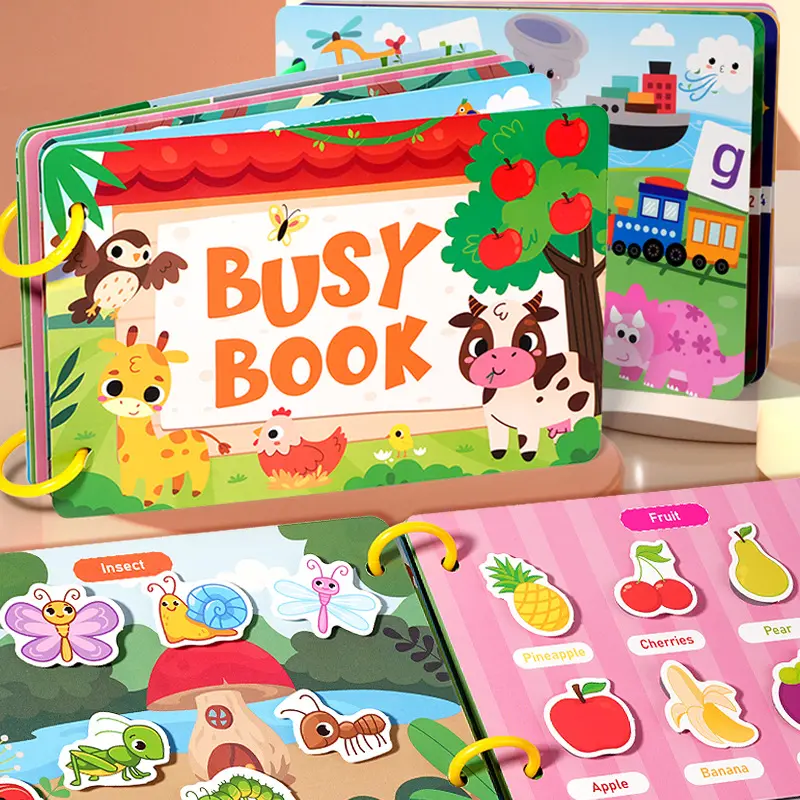 Interactive Silent Book for Kids, Toddler Activity Books, Books for Toddlers, Reusable Educational Sticker Book, Preschool Busy Book, Preschool Learning Book, Boosts Motor Skills and Cognitive Abilities, Back-To-School Supplies, Christmas Gift