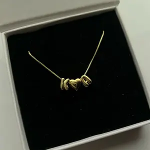 Premade Custom Name Necklace K & A Initials Letter Couple Accessories Gold Plated Engraved Charm
