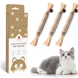 Potaroma 6 Pcs Natural Silvervine Cat Chew Sticks, Teeth Cleaning Chew Toys for Cats & Kittens