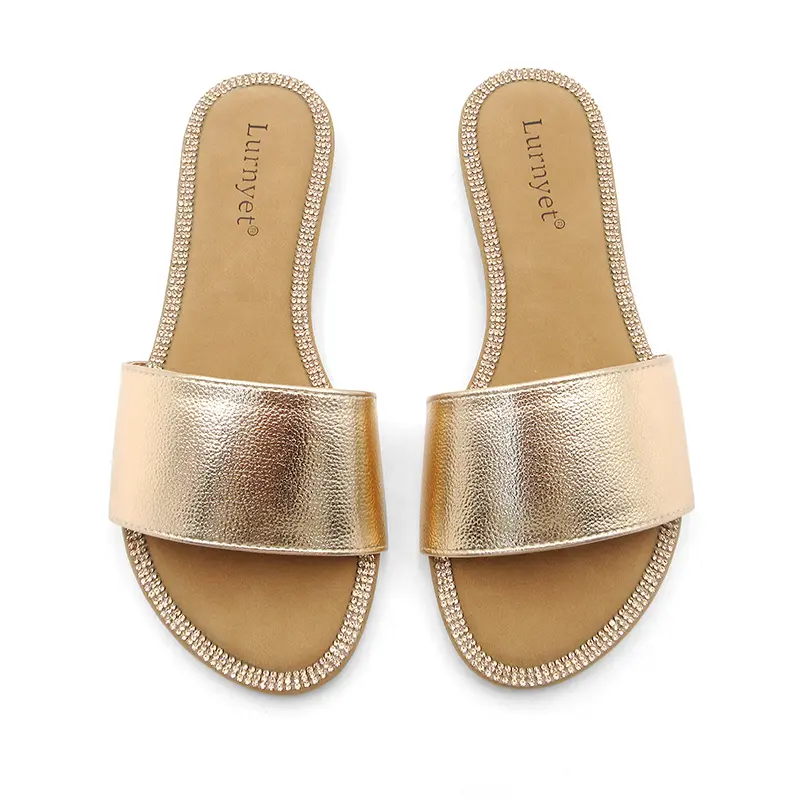 Women's Bow Accent Open Toed Slip-On Flat Sandals - Ankle Strap, Lightweight, Grippy Soles Help Steady Beach Steps, Casual Wear, Indoor & Summer Footwear