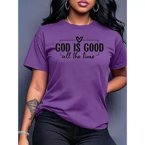 Women's 100% Cotton Short-Sleeve Graphic Round-Neck Top - Basic, Oversized Fit, Soft, Breathable, Comfortable, Machine Washable, Casual, Fashionable, Versatile, Suitable for Spring, Summer, Daily Wear