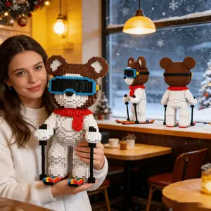 Snow Bear 3D Puzzle Building Blocks Decoration, Bookshelf Home Office Cabinet Decor, Party Living Room TV Stand Display, Ideal Gift