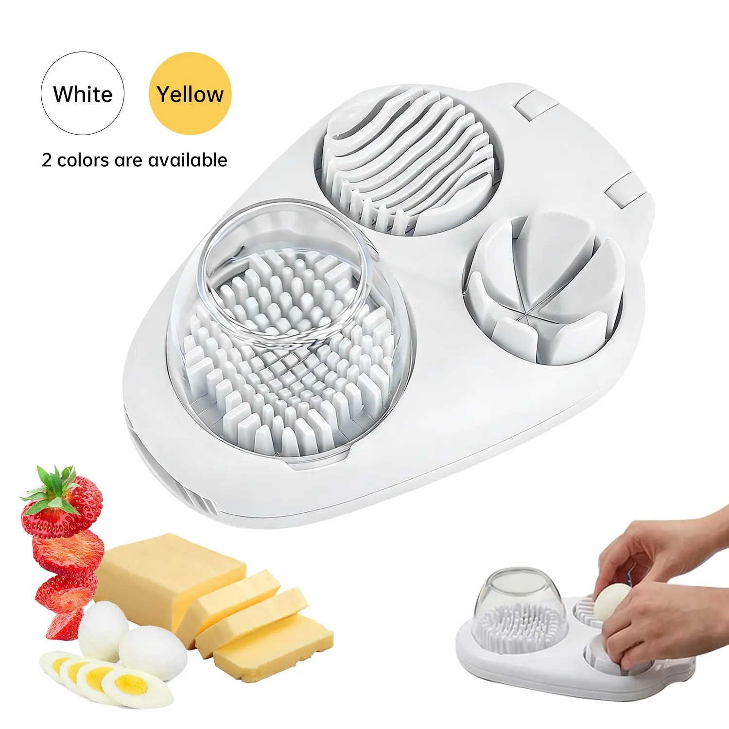 Three-In-One Egg Cutter, Stainless Steel Wire Cutter, Three Cutting Modes, Multifunctional Kitchen Tool, Dishwasher Safe