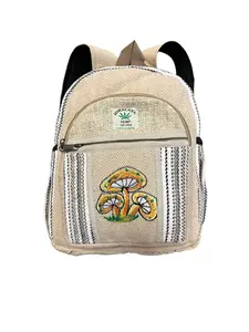 Hemp Mushroom Embroidery Mini Backpack FB182