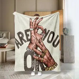 Trendy Gesture Print Blanket, Soft Skin-Friendly Casual Throw, Multi-Scene Use for Office Relax, Bedroom, Sofa, Outdoor Leisure
