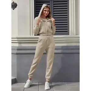 Akmipoem Women’s 3-Piece Tracksuit Set: Zip Hoodie, Crop Tank, Jogger Sweatpants Akmipoem Akmipoem Fabric Womenswear