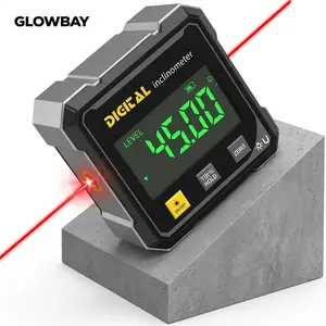 Glowbays Magnetic Digital Angle Finder with Dual Laser Guide & 360° Magnetic Attachment Rechargeable Angle Meter for Woodworking Construction and Machinery