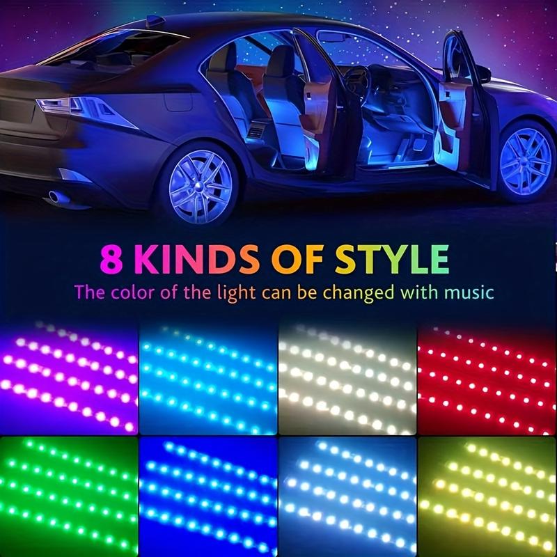 Remote-Controlled Ambient Lights for Cars, Voice-Activated Interior Lights, Multi-Color, Music-Responsive Strip Lights for The Car Interior.