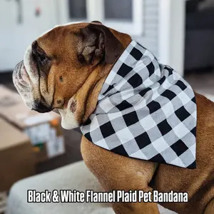 Flannel Plaid Black & White Pet Bandana