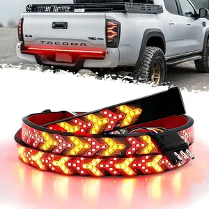 60 Inch Truck Tailgate Light Strip, 540 LED Arrow Sequential Brake Light Bar, Red Running Brake & Amber Turn Signal, Flexible Waterproof Switchback Tail Light Kit for Pickup Trucks