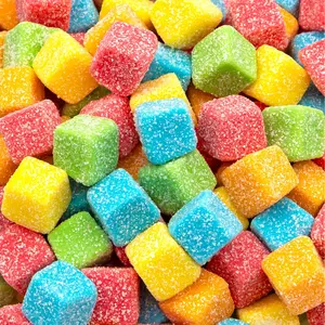 Sour Gummy Blocks Candy | 2-Pound Bag | Assorted Fruit Chewy Candy Cubes in Strawberry, Green Apple, Tangerine, Blueberry & Pineapple | Neon Jellies for Candy Buffets
